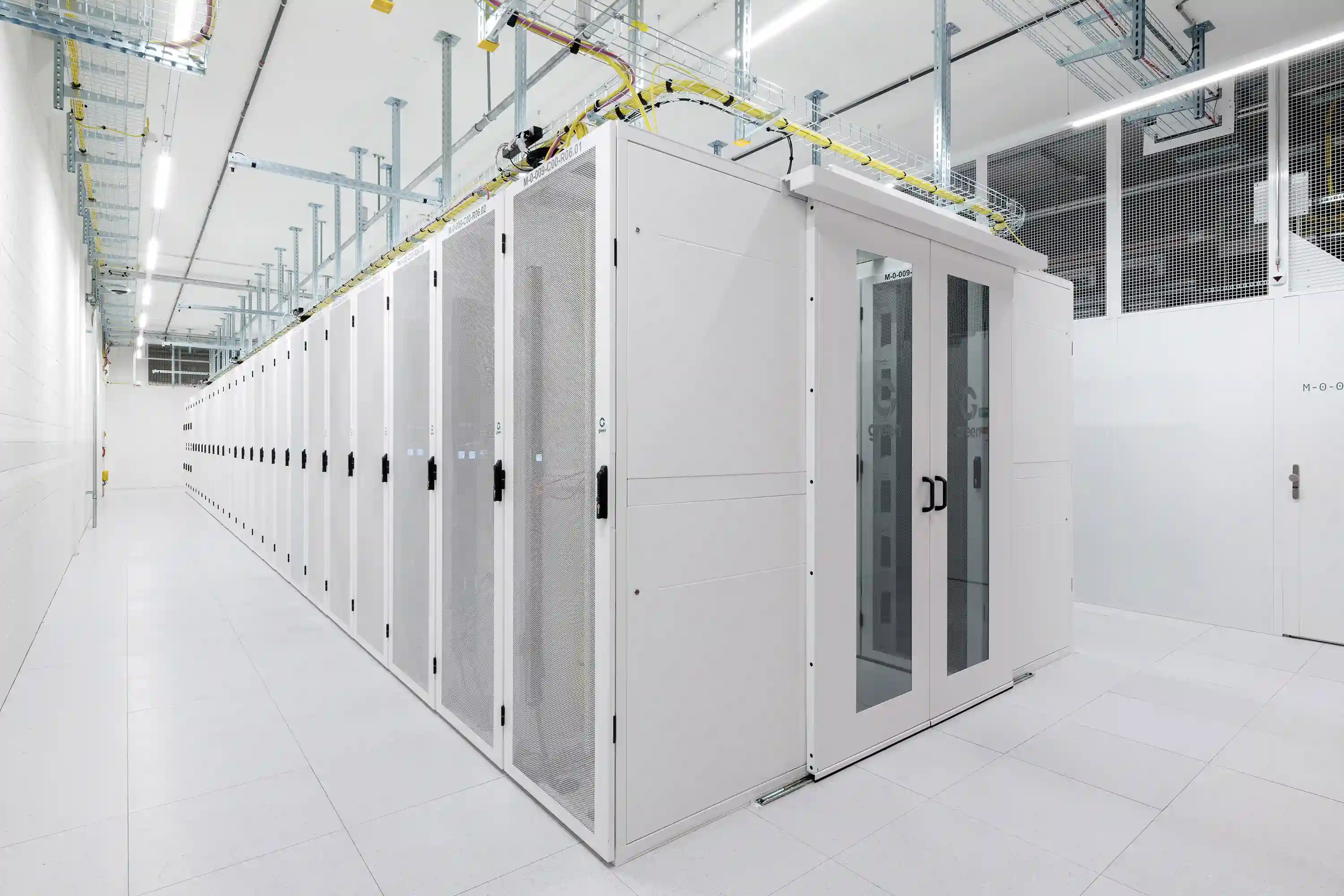 Datacenter with rows of server racks