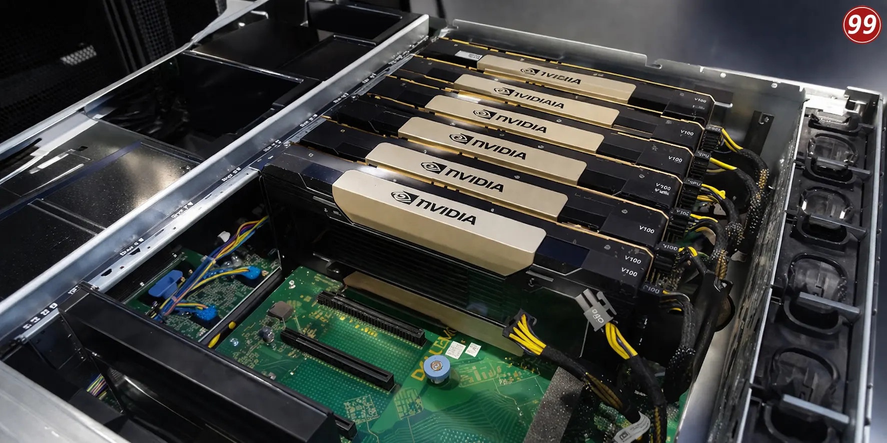  A row of nvidia gpu servers in the Servers99 data center facility
